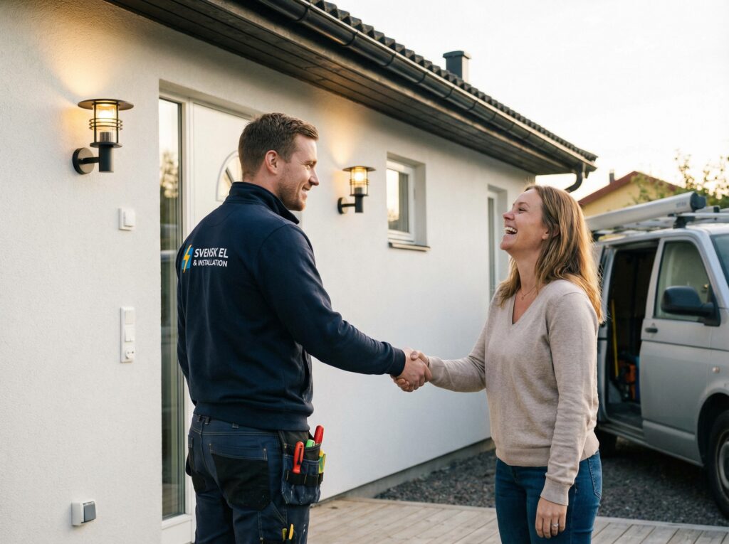 nöjd kvinnlig kund i Perstorp